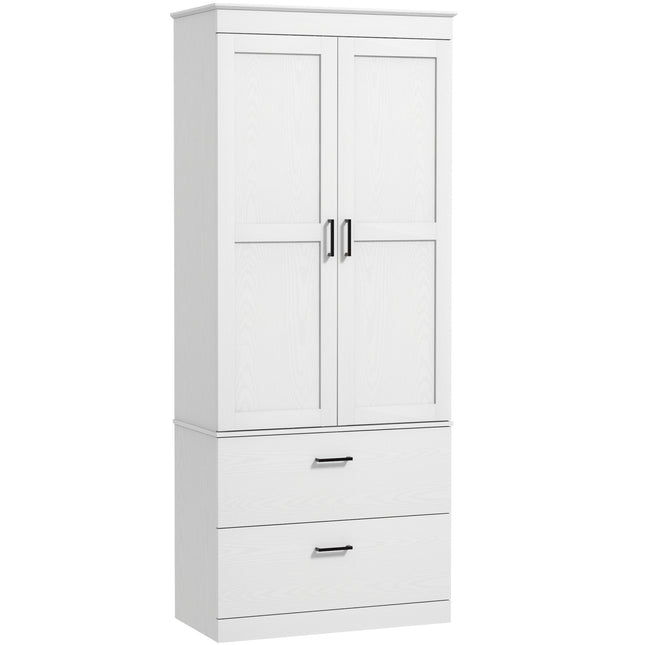Tall kitchen buffet cabinet, adjustable shelves, cream white