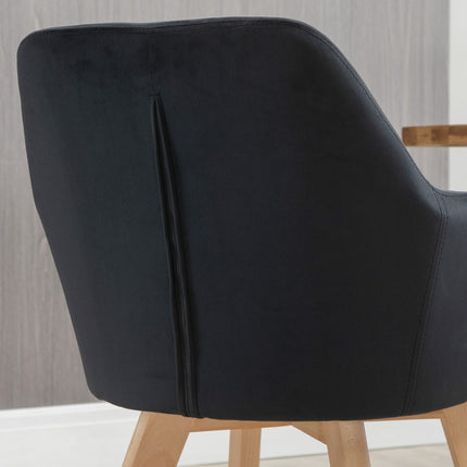 Ergonomické černé kuchyňské židle, sada 2 ks, dřevo a polyester