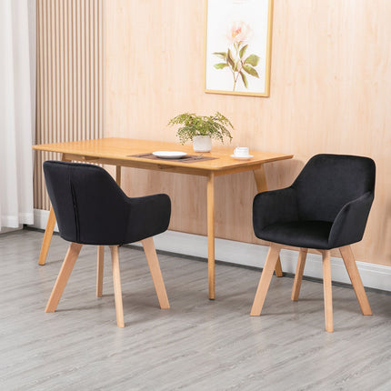 Ergonomické černé kuchyňské židle, sada 2 ks, dřevo a polyester