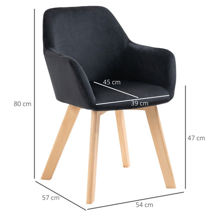 Ergonomické černé kuchyňské židle, sada 2 ks, dřevo a polyester