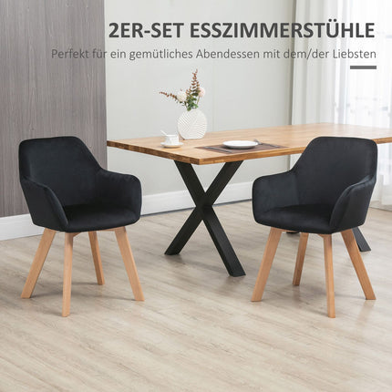 Ergonomické černé kuchyňské židle, sada 2 ks, dřevo a polyester