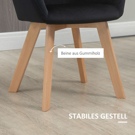 Ergonomické černé kuchyňské židle, sada 2 ks, dřevo a polyester