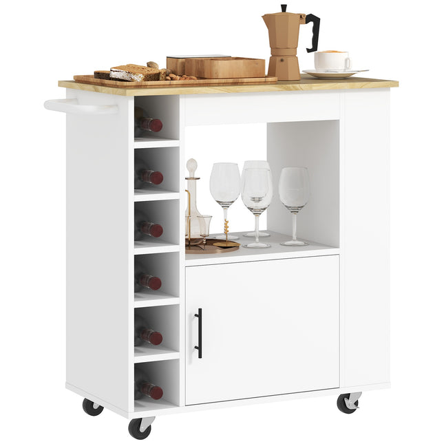 Kitchen trolley with shelves & wine rack, Oak 83x40x83cm