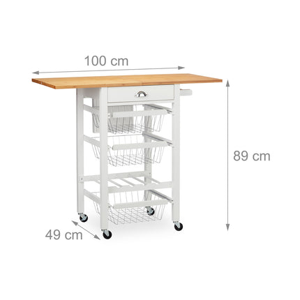 Kuchyňský vozík se sklopnou pracovní deskou