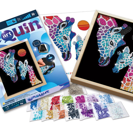 Kitfix DIY sada Sequin Art Blue Premium žirafa s mládětem