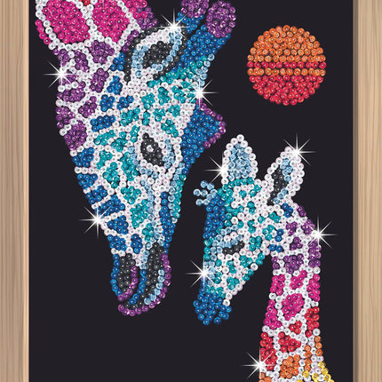 Kitfix DIY sada Sequin Art Blue Premium žirafa s mládětem