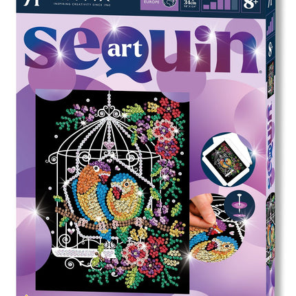 Kitfix DIY sada Sequin Art Purple ptačí klec