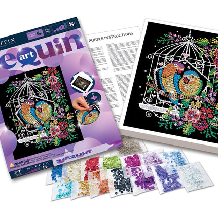 Kitfix DIY sada Sequin Art Purple ptačí klec
