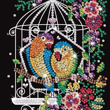 Kitfix DIY sada Sequin Art Purple ptačí klec