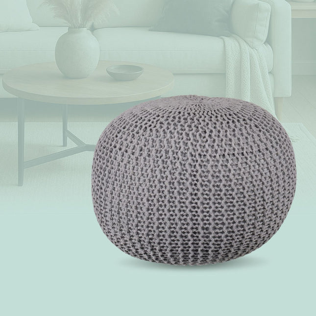 Pletený puf – kulatý, boho design, polystyrenová výplň