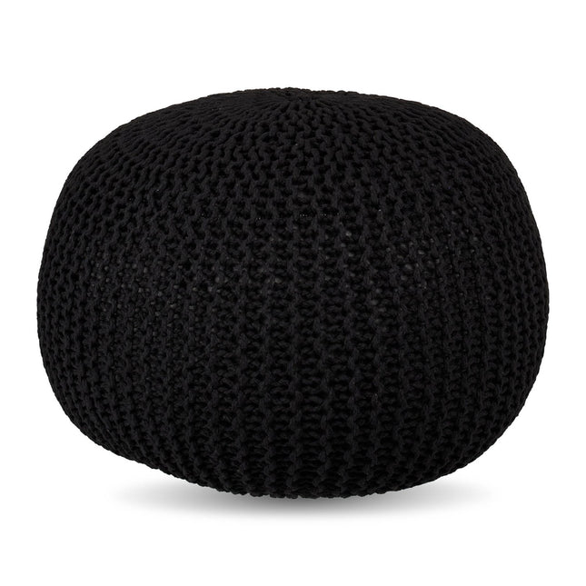 Knitted Pouf – Round, Boho Design, Polystyrene Fill