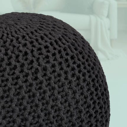 Pletený puf – kulatý, boho design, polystyrenová výplň