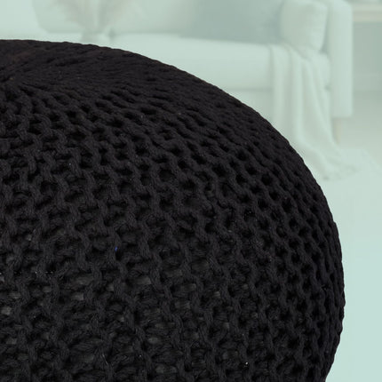 Pletený puf – kulatý, boho design, polystyrenová výplň