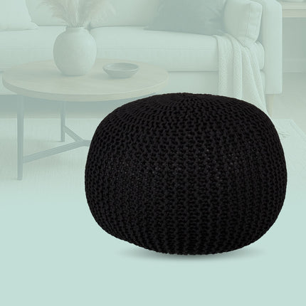 Pletený puf – kulatý, boho design, polystyrenová výplň