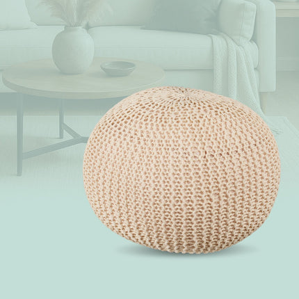 Pletený puf – kulatý sedák na podlahu, boho design