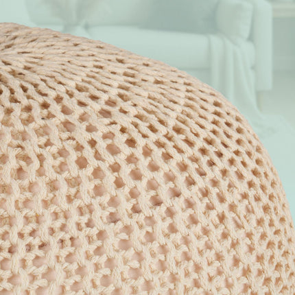 Pletený puf – kulatý sedák na podlahu, boho design