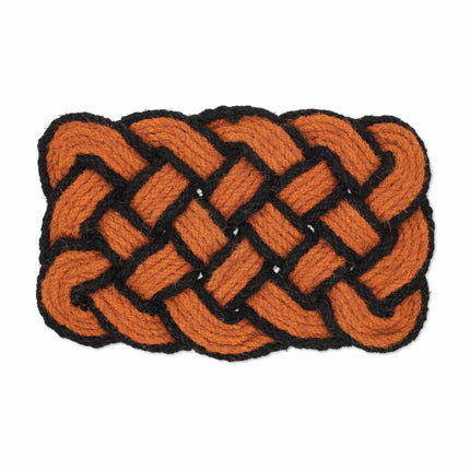 Vázaný kokosový koberec oranžová/černá