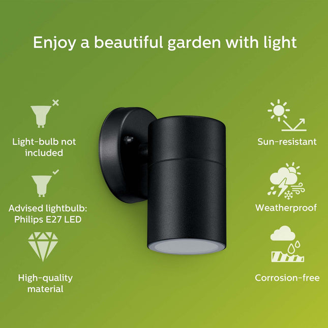 Kylis nástěnné svítidlo downlight (patice GU10) IP44 nerezová ocel černá