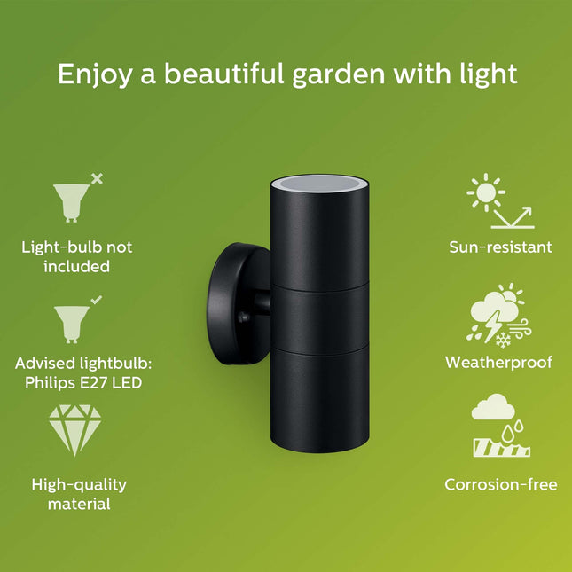 Kylis nástěnné svítidlo up-/downlight (2xGU10 patice) IP44 nerezová ocel černá