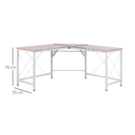 L-shaped corner desk, MDF wood, 150x150x76 cm