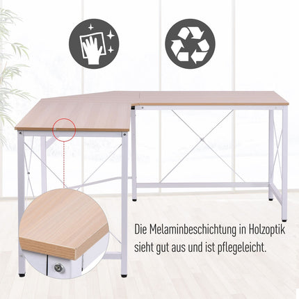 L-shaped corner desk, MDF wood, 150x150x76 cm