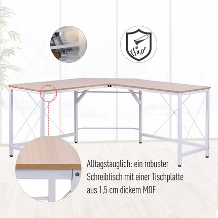 L-shaped corner desk, MDF wood, 150x150x76 cm