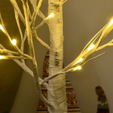 LED Artificial Birch Tree, White Bark, 120 cm, Indoor/Outdoor