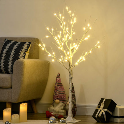 LED Artificial Birch Tree, White Bark, 120 cm, Indoor/Outdoor