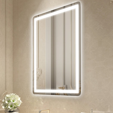 LED Bathroom Mirror 60x80 cm, Frontlit Backlit, Anti-Fog
