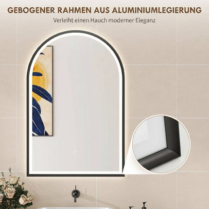 LED Bathroom Mirror 60x90 cm, Front & Backlit, Black