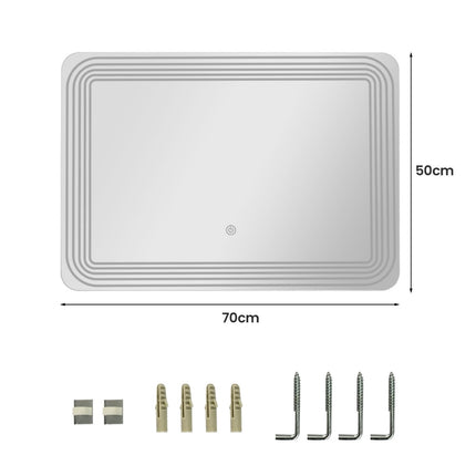 LED Bathroom Mirror 70 x 50 cm, Anti-Fog, 3-Color Dimmable
