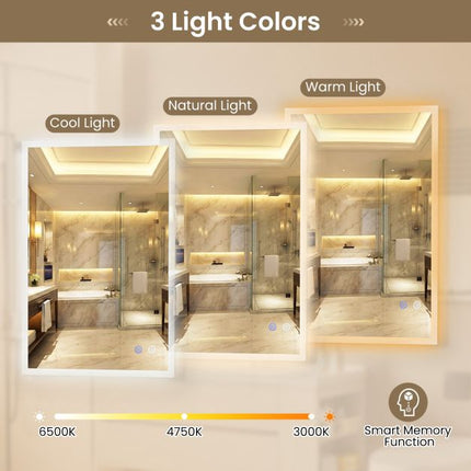 LED koupelnové zrcadlo 70x50cm, nemlžící, stmívatelné