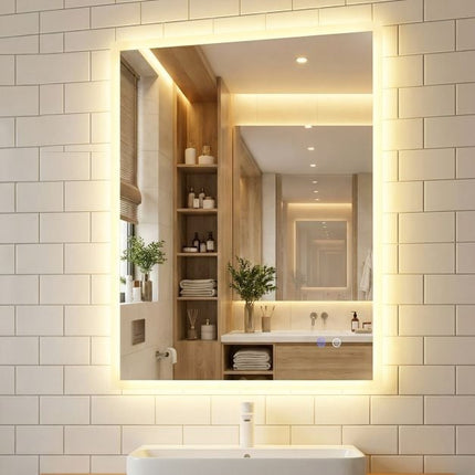 LED koupelnové zrcadlo 80x60 cm, nemlžící, stmívatelné 3 barvy