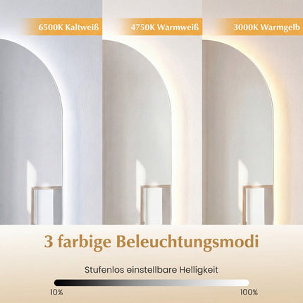 LED Bathroom Mirror, 90x55 cm, Anti-Fog, Adjustable Light