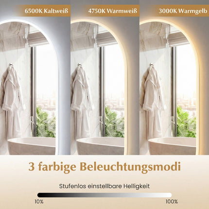 LED Bathroom Mirror, 90x55 cm, Anti-Fog, Touch Control