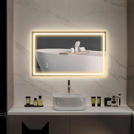 LED koupelnové zrcadlo – nastavitelný jas, nemlžící, 100x60 cm