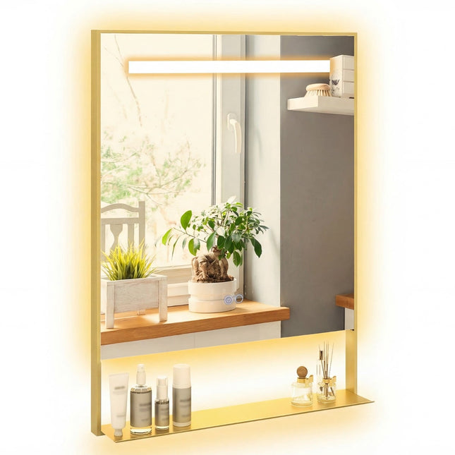 LED koupelnové zrcadlo, nemlžící, 3 barvy světla, 80x60 cm