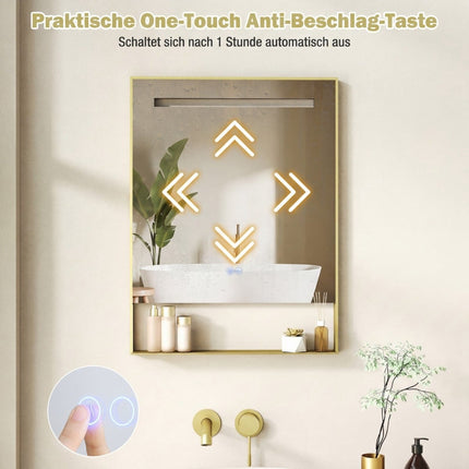 LED Bathroom Mirror, Anti-Fog, 3 Light Colors, 80x60 cm