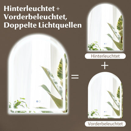 LED Bathroom Mirror with Anti-Fog, 60x80 cm, Dual Lighting