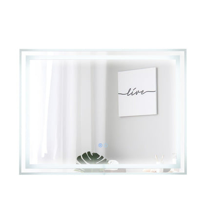 LED Bathroom Mirror with Anti-Fog, 80x60 cm, Dual Lighting
