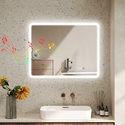 LED koupelnové zrcadlo s Bluetooth, 70x90 cm, dotykové ovládání