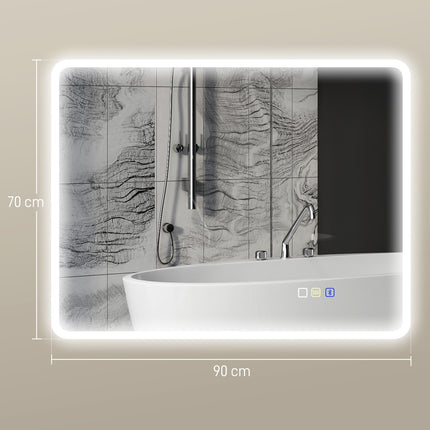 LED koupelnové zrcadlo s Bluetooth, 70x90 cm, dotykové ovládání