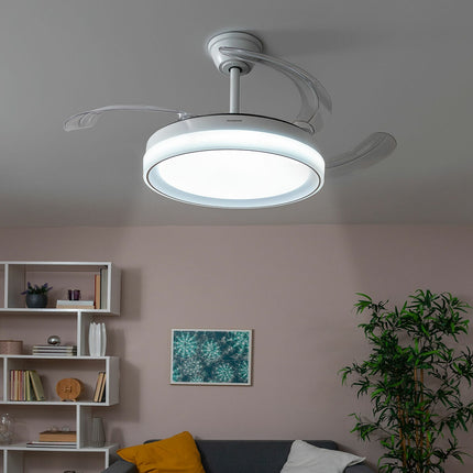 Stropní ventilátor s LED a 4 zatahovacími lopatkami Blalefan InnovaGoods bílá 72 W Ø49,5-104 cm