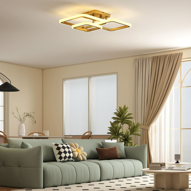 LED stropní svítidlo 40W, 4300LM, 3 barvy, zlatá, 48x46x13 cm