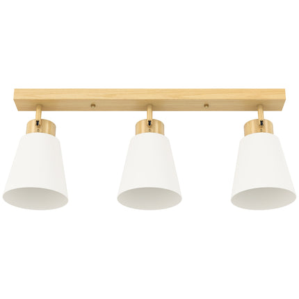 LED stropní svítidlo, 40W, nastavitelné hlavice, patice E27, dřevěný dekor