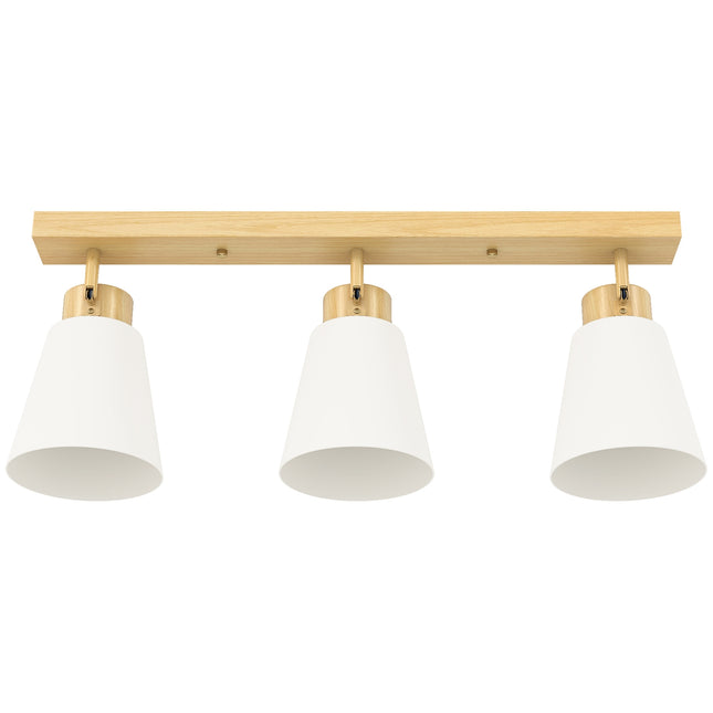 LED stropní svítidlo, 40W, nastavitelné hlavice, patice E27, dřevěný dekor