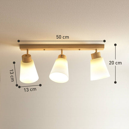 LED stropní svítidlo, 40W, nastavitelné hlavice, patice E27, dřevěný dekor