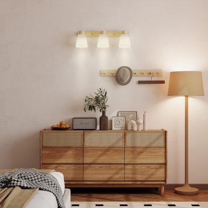 LED stropní svítidlo, 40W, nastavitelné hlavice, patice E27, dřevěný dekor