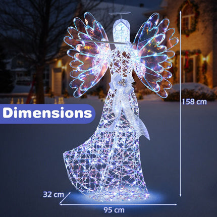 LED vánoční dekorace anděl, 1.58 m, 250 LED, bílá
