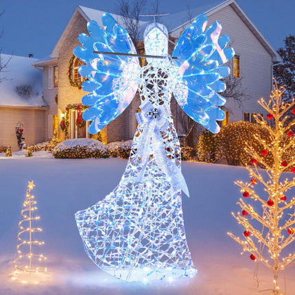 LED vánoční dekorace anděl, 1.58 m, 250 LED, bílá
